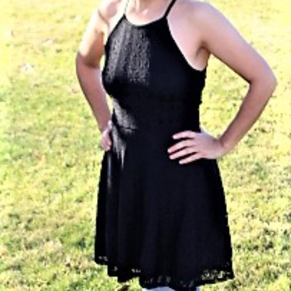 Mossimo Supply Co, Black lace, sleeveless mini dress, size small